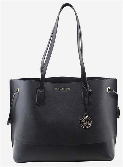 michael kors trista large drawstring tote leather bag black|Totes Michael Kors .